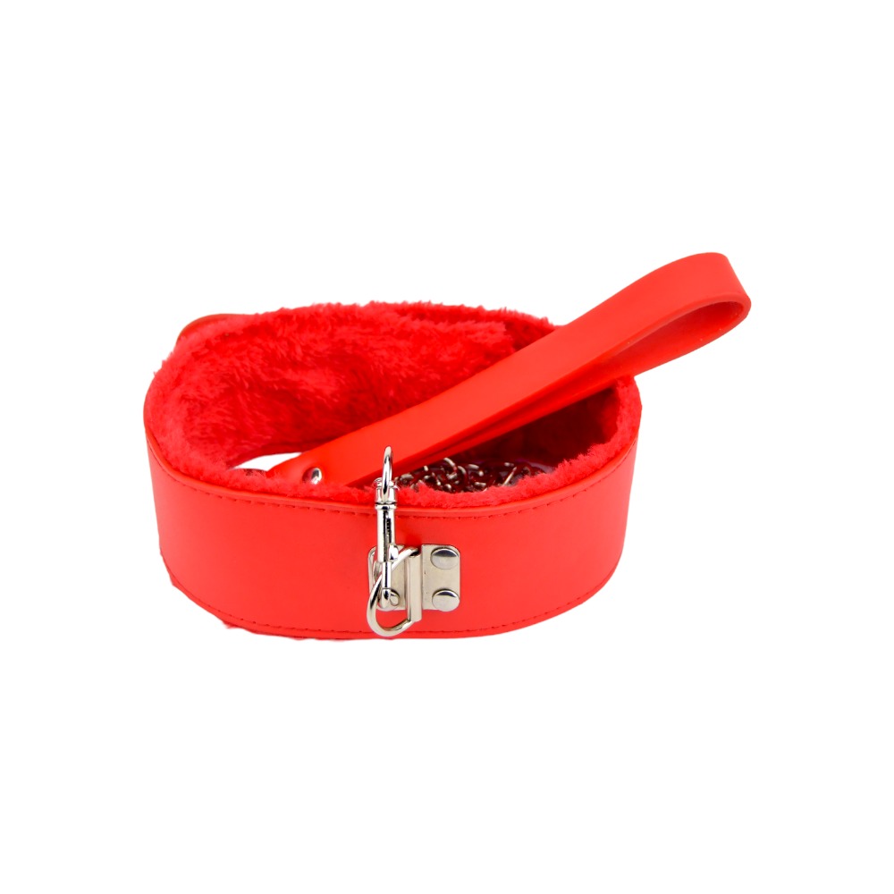 Bound to Please Furry Collar with Leash Red - Image 3