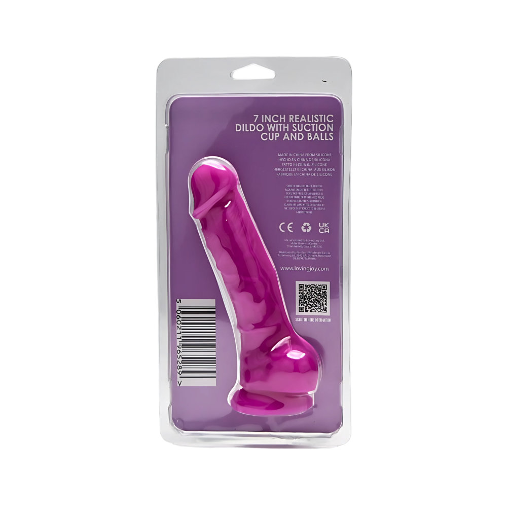 Loving Joy 7 Inch Realistic Silicone Dildo with Suction Cup and Balls Purple - Image 7