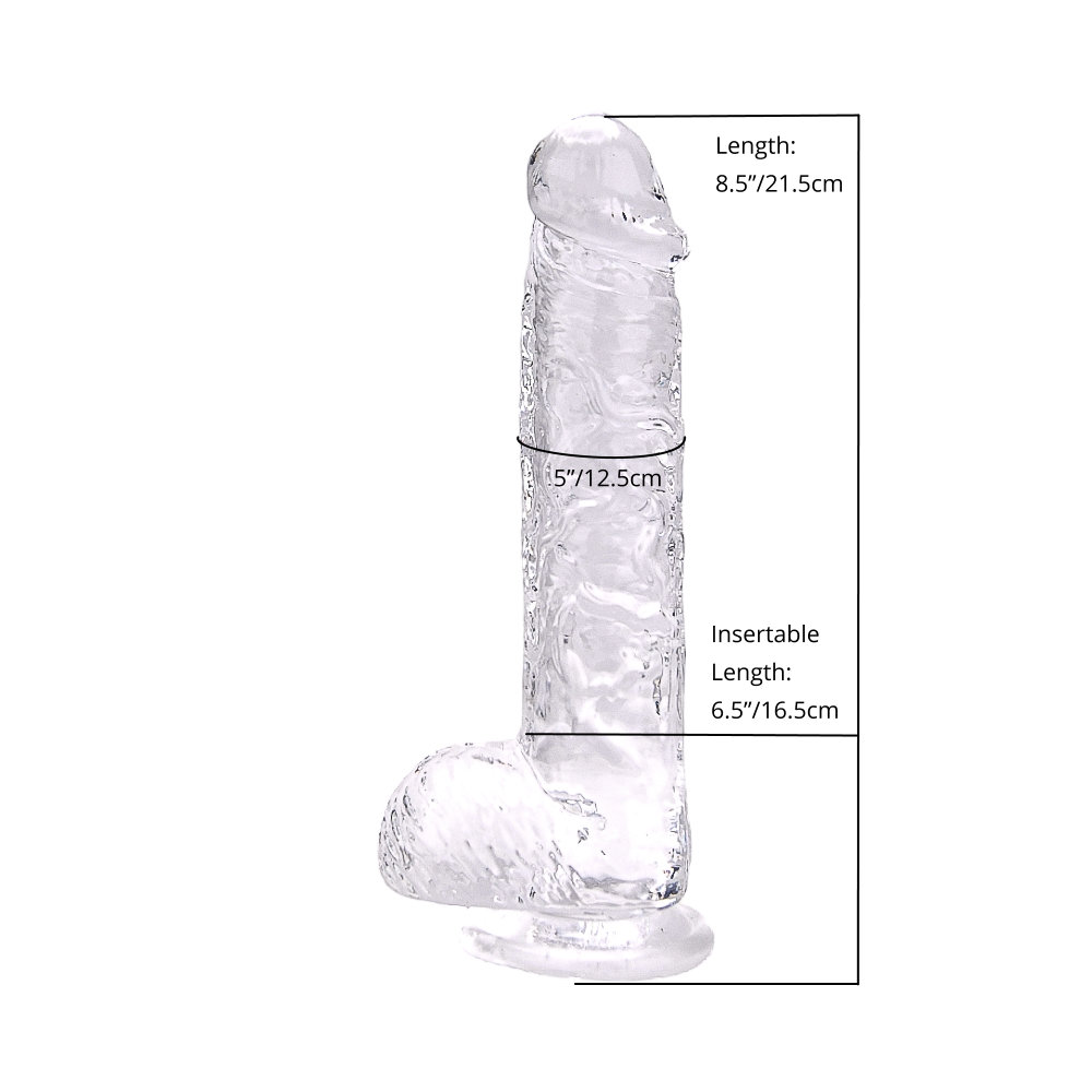 Loving Joy 8 Inch Dildo with Balls Clear - Image 5