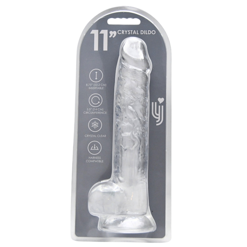 Loving Joy 11 Inch Dildo with Balls Clear - Image 6