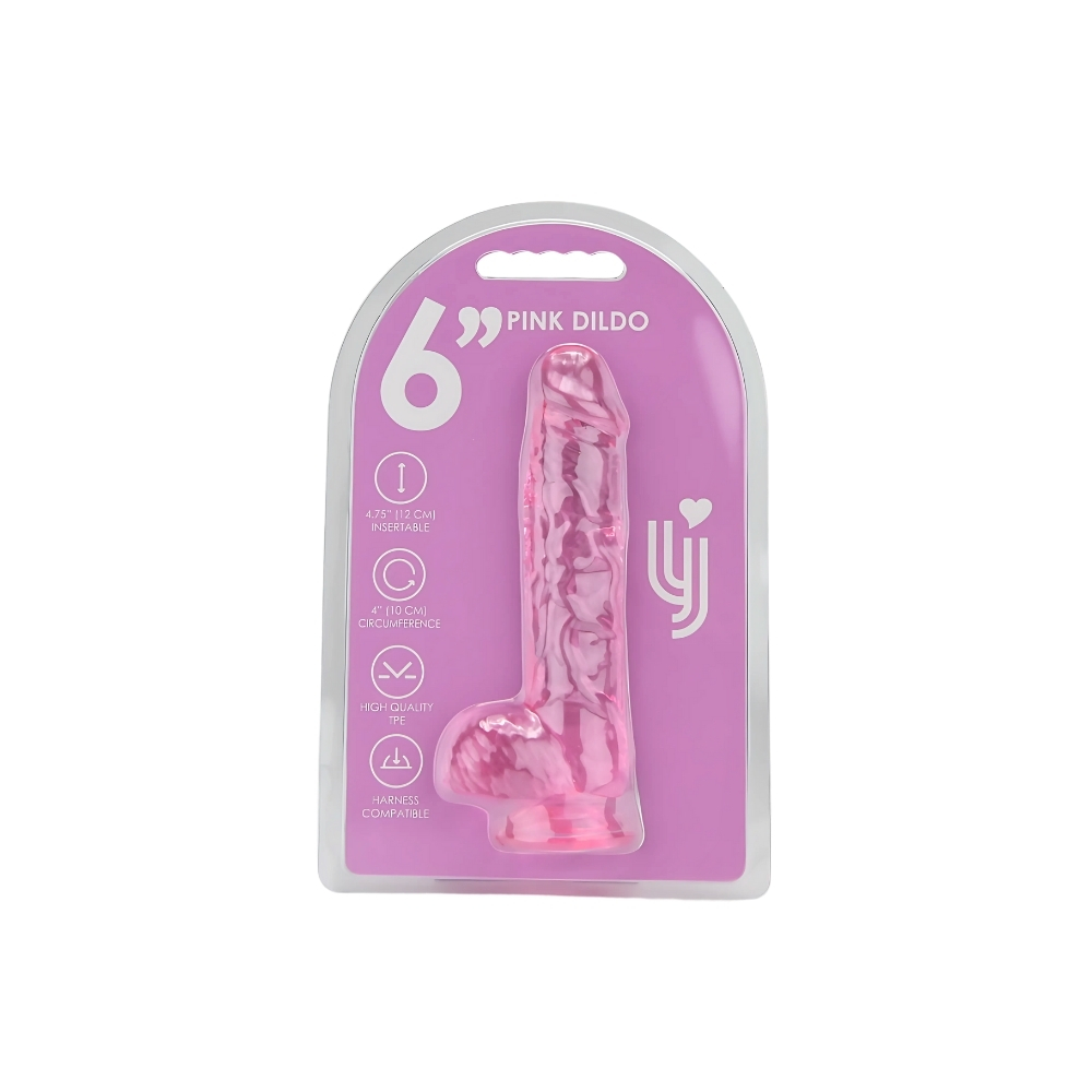 Loving Joy 6 Inch Dildo with Balls Pink - Image 5