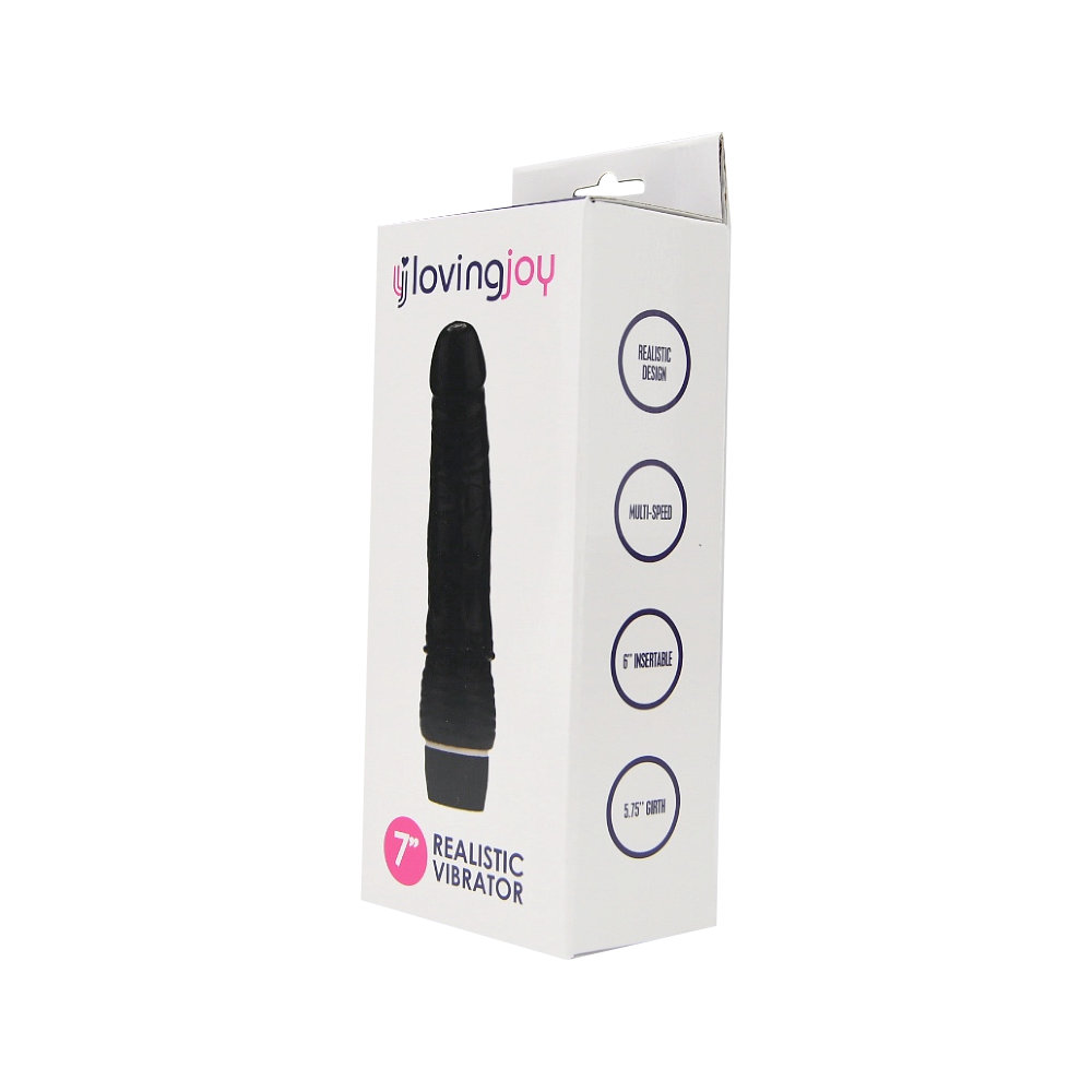 Loving Joy 7 inch Realistic Vibrator Black - Image 7