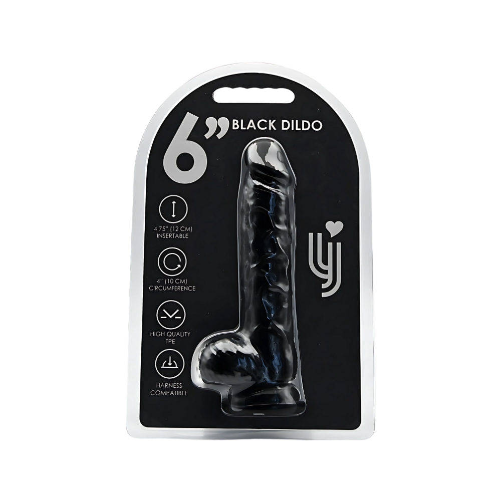 Loving Joy 6 Inch Dildo with Balls Black - Image 4