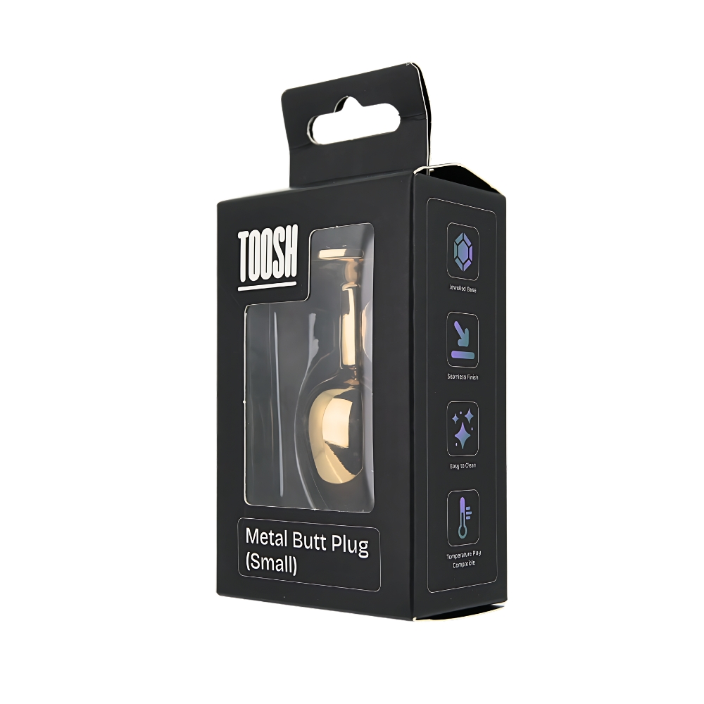 Toosh Gold Metal Butt Plug Small Clear Stone - Image 8