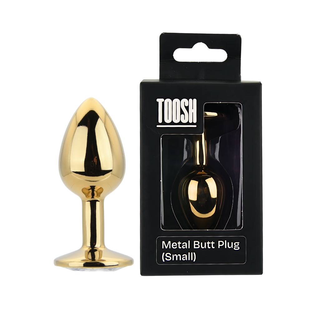 Toosh Gold Metal Butt Plug Small Clear Stone - Image 10