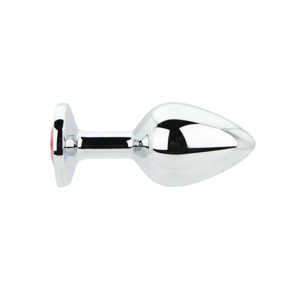 Toosh Silver Metal Butt Plug Medium Red Stone - Image 3