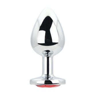 Toosh Silver Metal Butt Plug Large Red Stone