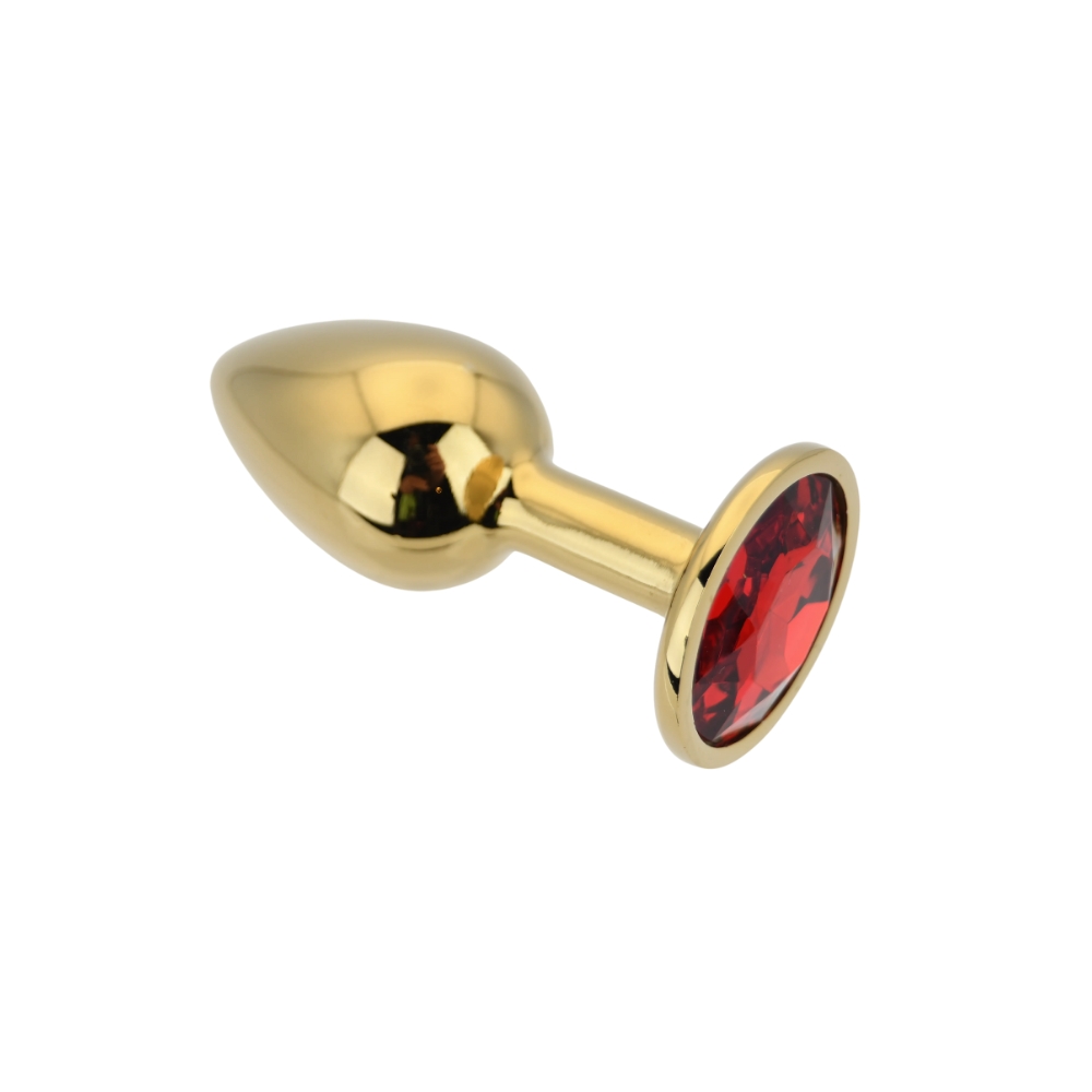 Toosh Gold Metal Butt Plug Small Red Stone - Image 4