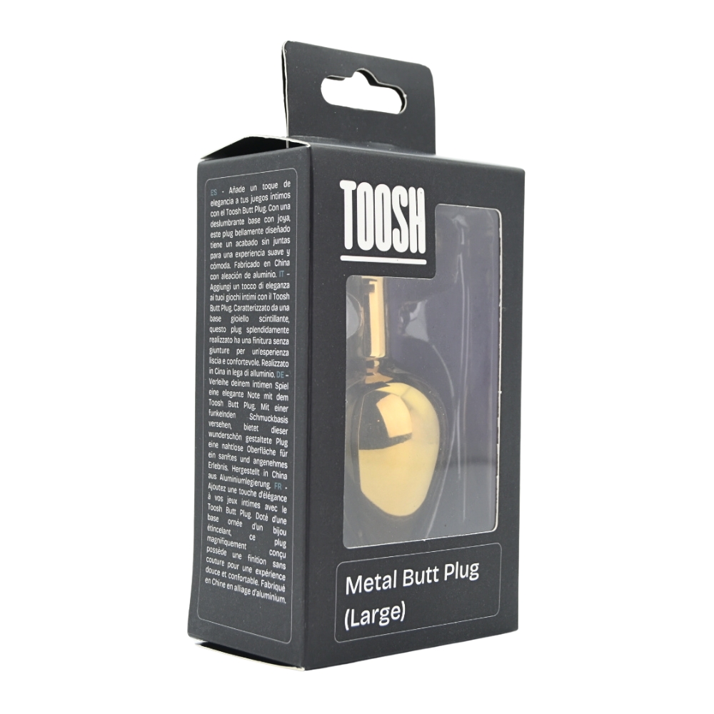 Toosh Gold Metal Butt Plug Large Red Stone - Image 7