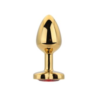 Toosh Heart Shaped Gold Butt Plug with Red Stone Small