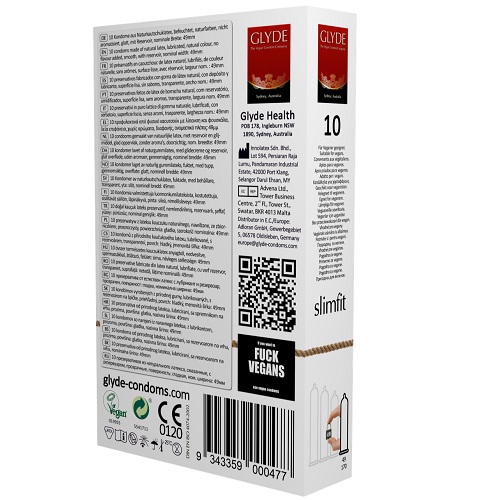 Glyde Ultra Slimfit Vegan Condoms 10 Pack - Image 3