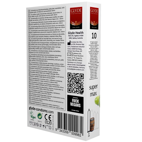 Glyde Ultra Super Max Vegan Condoms 10 Pack - Image 3