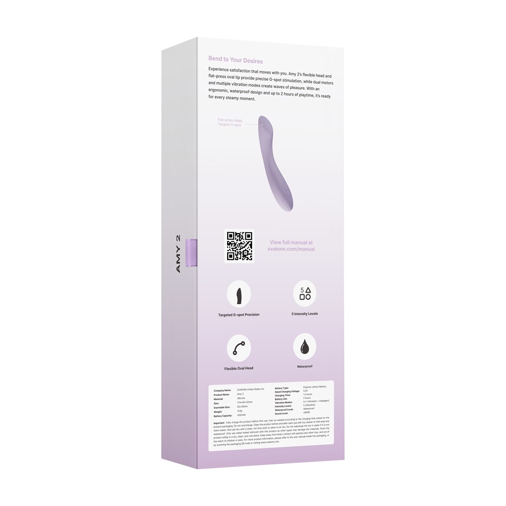 Svakom Amy 2 G-Spot and Clitoral Vibrator Lilac - Image 7