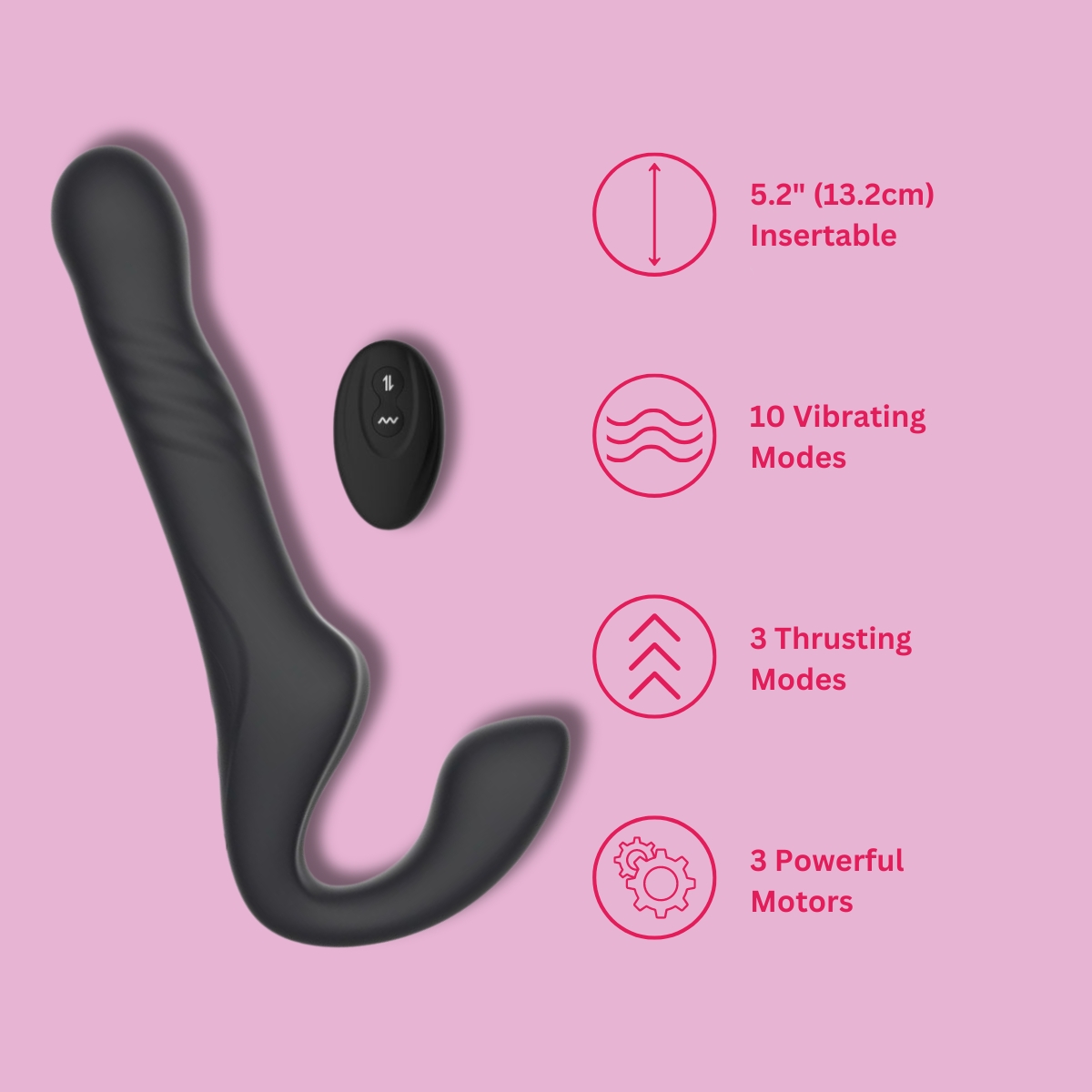 Mina Surge Remote Thrusting & Vibrating Strapless Strap On - Image 9