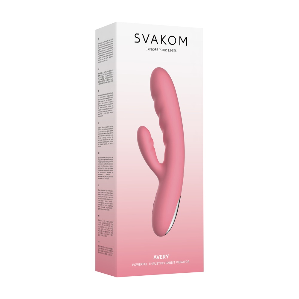 Svakom Avery Thrusting Vibrator with Clitoral Stimulator Pink - Image 10